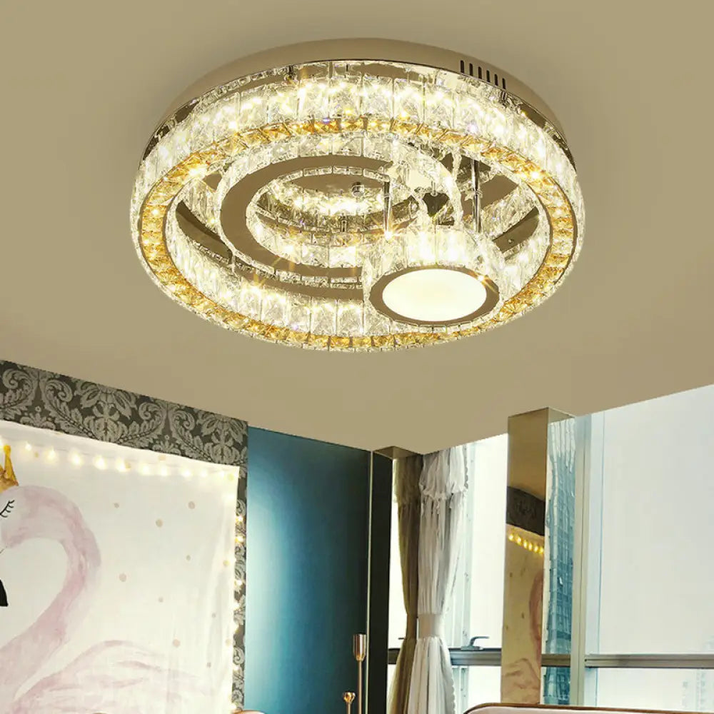 DecorBites™ DecorBites™ Modern LED Semi-Flush Mount: Stainless-Steel Finish with Crystal Blocks