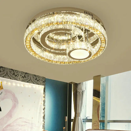 DecorBites™ DecorBites™ Modern LED Semi-Flush Mount: Stainless-Steel Finish with Crystal Blocks