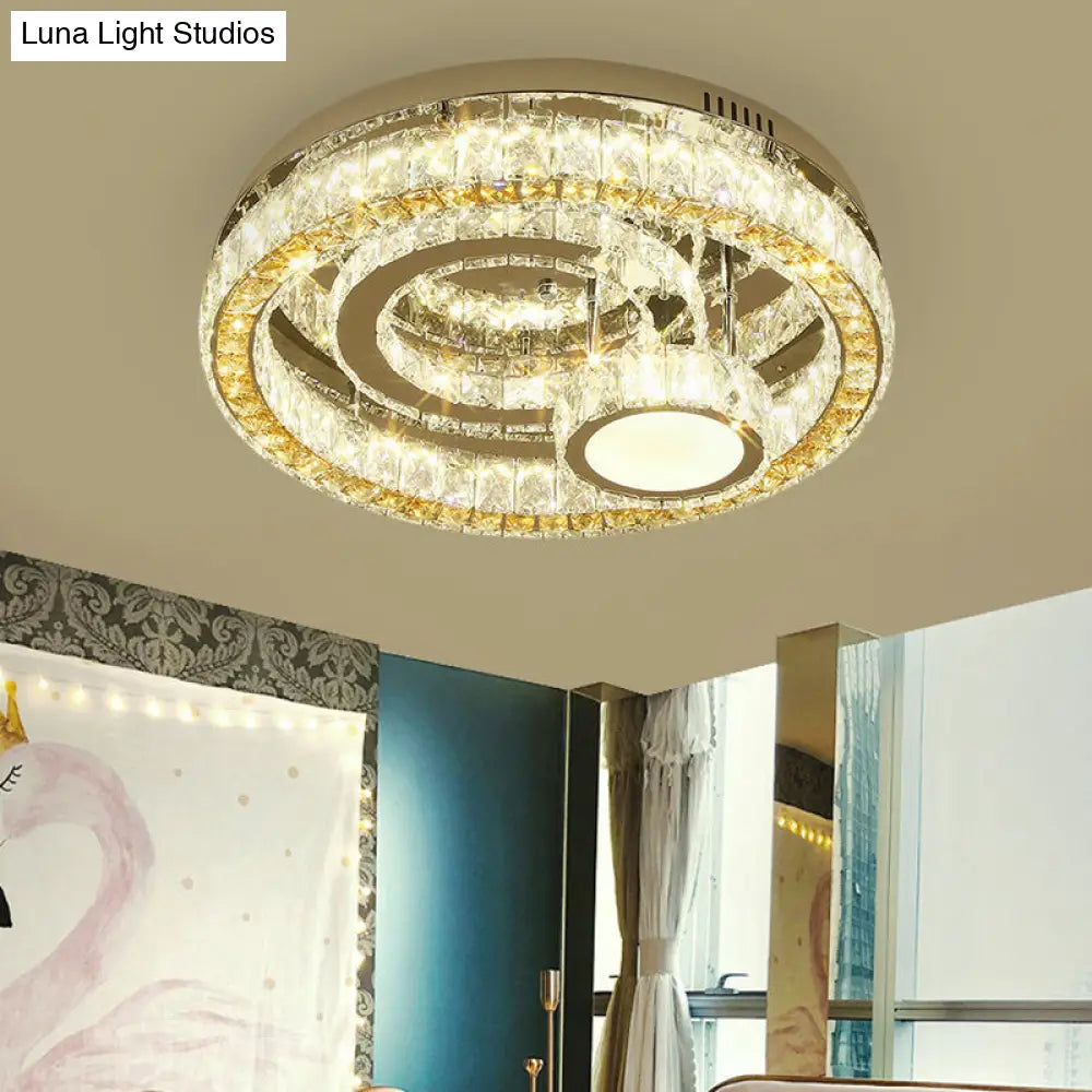 DecorBites™ DecorBites™ Modern LED Semi-Flush Mount: Stainless-Steel Finish with Crystal Blocks