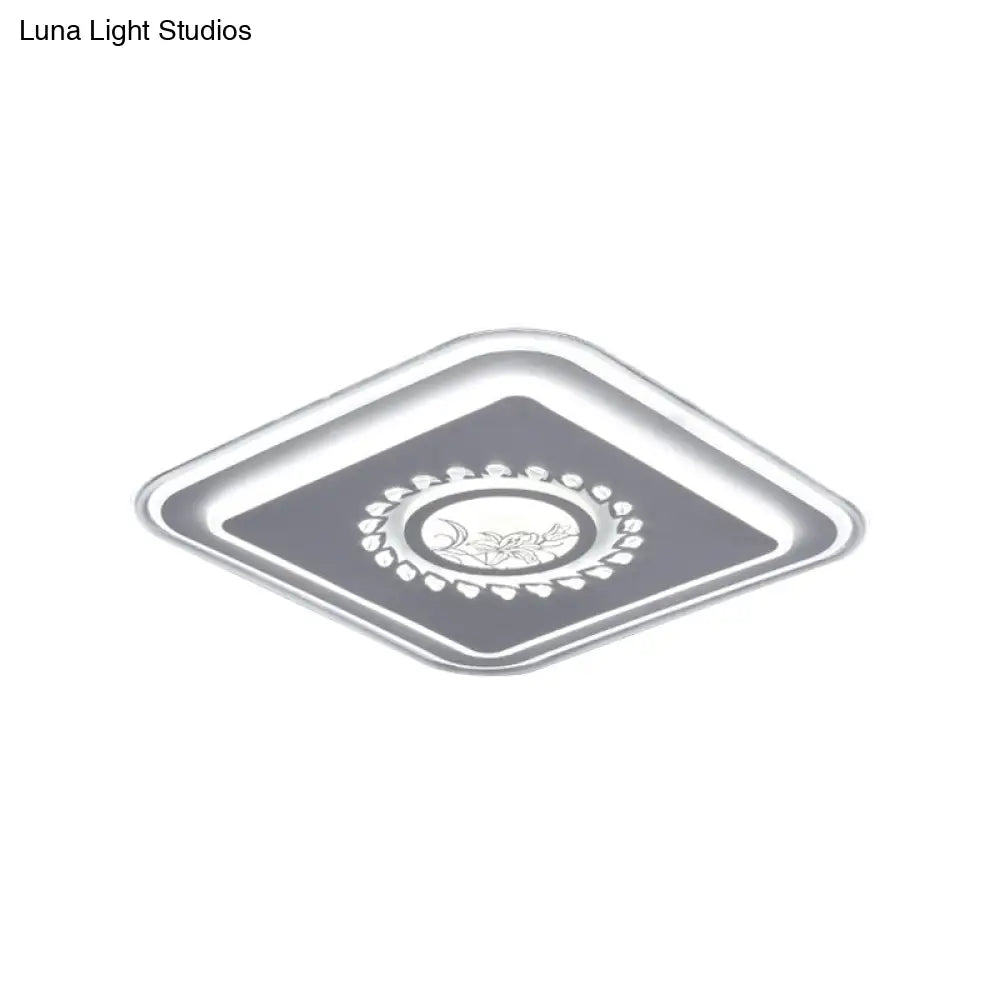 DecorBites™ DecorBites™ Modern LED Square Acrylic Flush Mount Light – Minimalistic White Ceiling Lighting with Floral/Plum Blossom/Deer Pattern