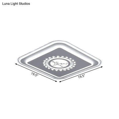 DecorBites™ DecorBites™ Modern LED Square Acrylic Flush Mount Light – Minimalistic White Ceiling Lighting with Floral/Plum Blossom/Deer Pattern