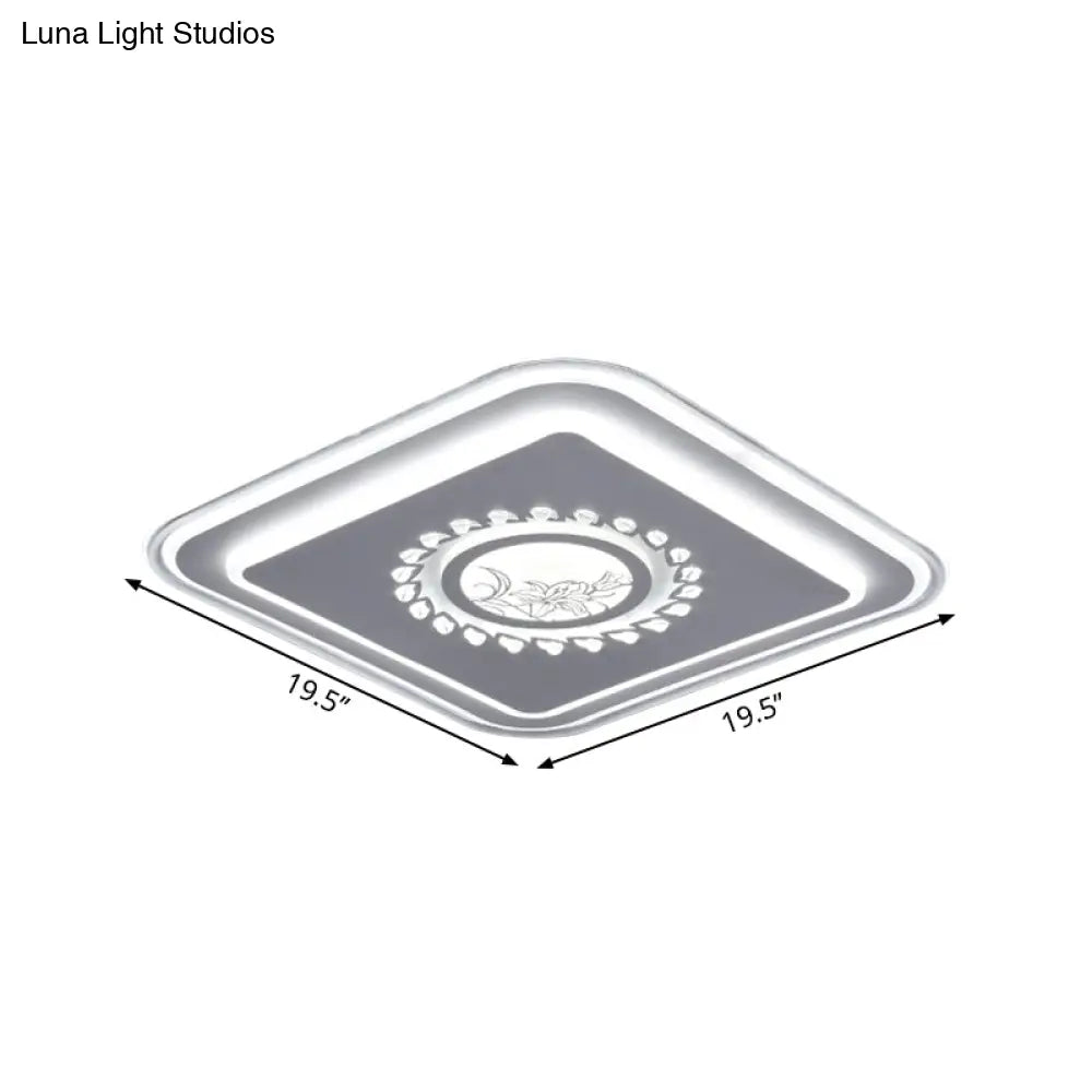 DecorBites™ DecorBites™ Modern LED Square Acrylic Flush Mount Light – Minimalistic White Ceiling Lighting with Floral/Plum Blossom/Deer Pattern