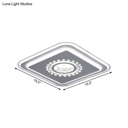 DecorBites™ DecorBites™ Modern LED Square Acrylic Flush Mount Light – Minimalistic White Ceiling Lighting with Floral/Plum Blossom/Deer Pattern