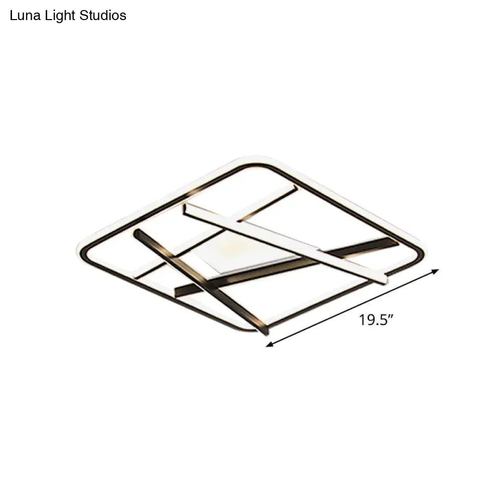 DecorBites™ DecorBites™ Modern LED Square and Line Flush Mount Ceiling Lamp in White/Warm Light for Bedroom