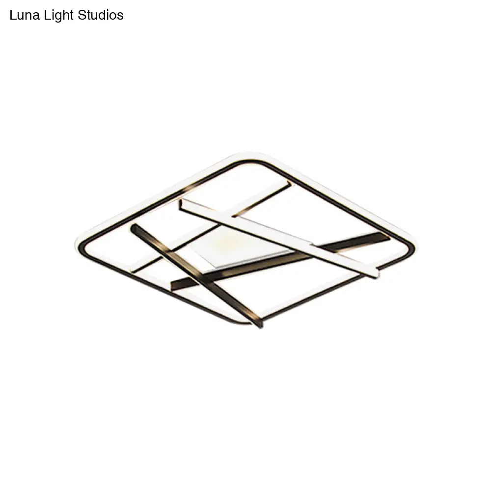 DecorBites™ DecorBites™ Modern LED Square and Line Flush Mount Ceiling Lamp in White/Warm Light for Bedroom