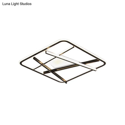 DecorBites™ DecorBites™ Modern LED Square and Line Flush Mount Ceiling Lamp in White/Warm Light for Bedroom