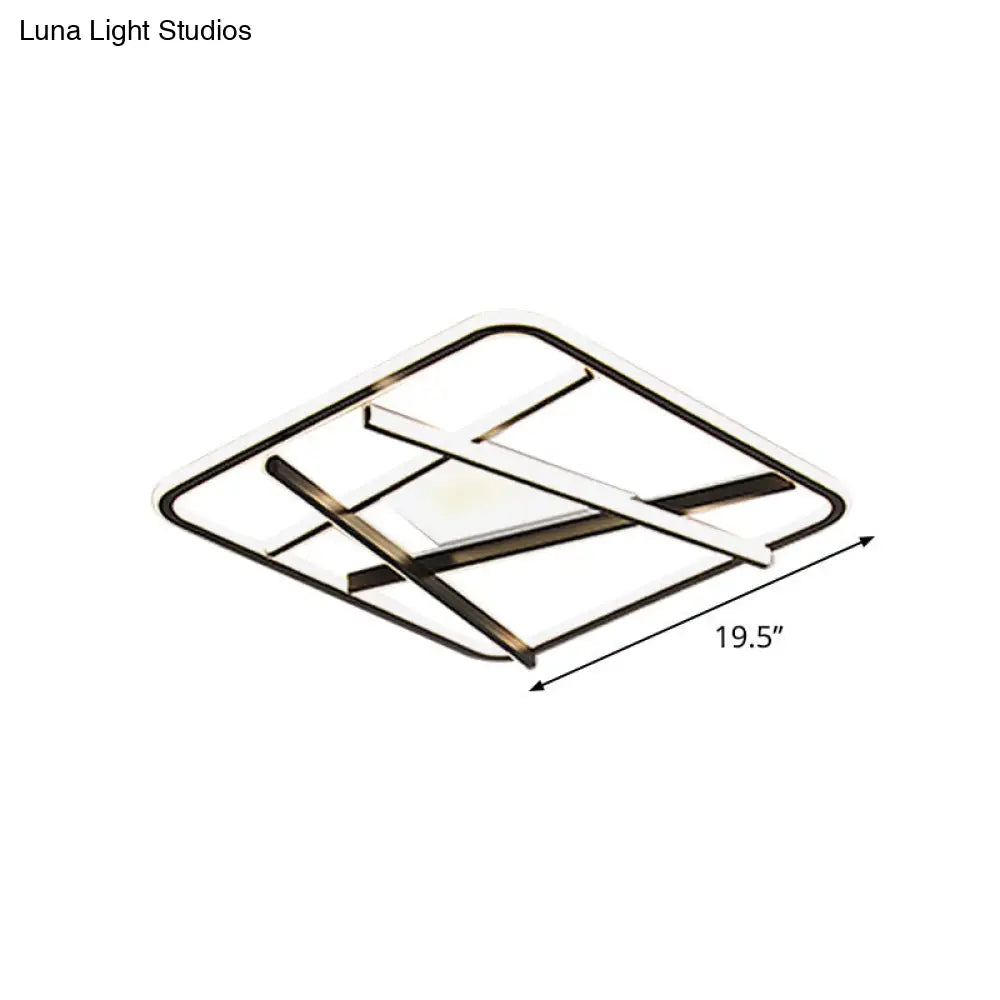 DecorBites™ DecorBites™ Modern LED Square and Line Flush Mount Ceiling Lamp in White/Warm Light for Bedroom