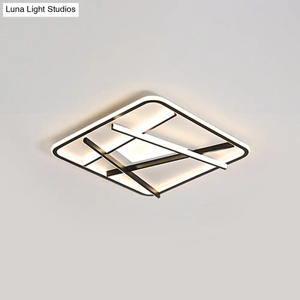 DecorBites™ DecorBites™ Modern LED Square and Line Flush Mount Ceiling Lamp in White/Warm Light for Bedroom