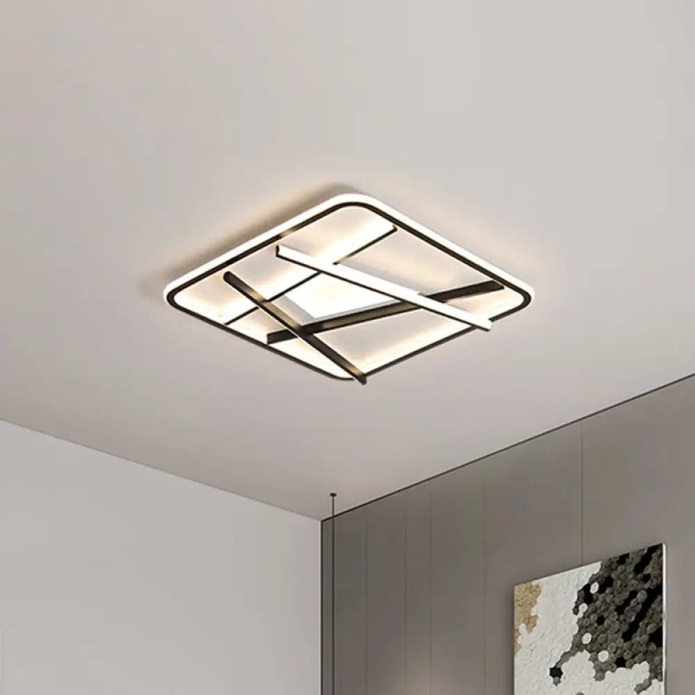 DecorBites™ DecorBites™ Modern LED Square and Line Flush Mount Ceiling Lamp in White/Warm Light for Bedroom