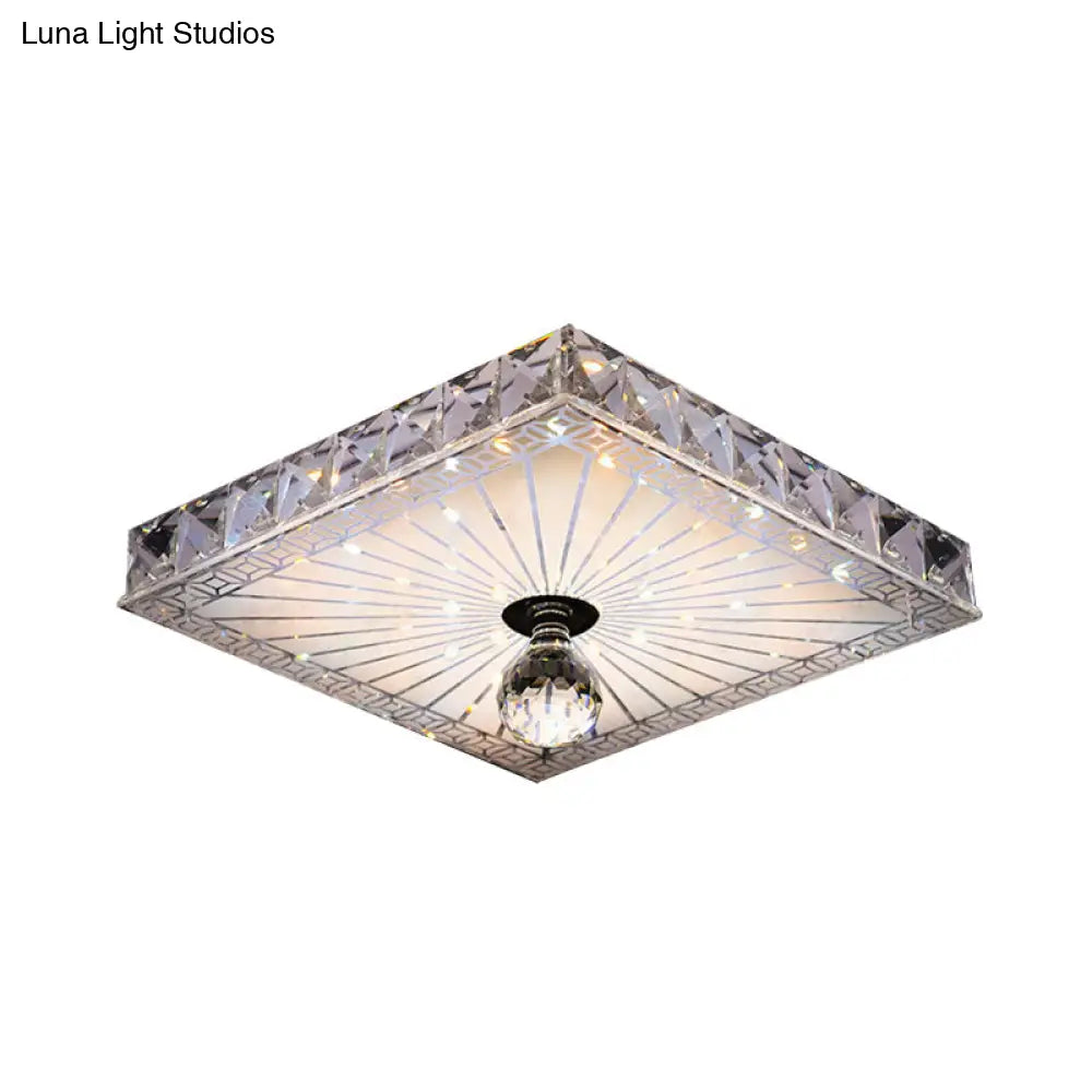 DecorBites™ DecorBites™ Modern LED Square Flush Mount Lamp - Elegant Crystal Flush Light Fixture for Corridor in Warm/White Light - Recessed/Surface Mounted