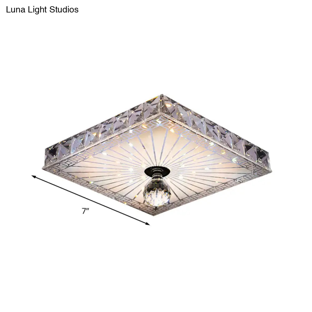 DecorBites™ DecorBites™ Modern LED Square Flush Mount Lamp - Elegant Crystal Flush Light Fixture for Corridor in Warm/White Light - Recessed/Surface Mounted