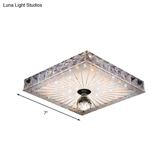 DecorBites™ DecorBites™ Modern LED Square Flush Mount Lamp - Elegant Crystal Flush Light Fixture for Corridor in Warm/White Light - Recessed/Surface Mounted