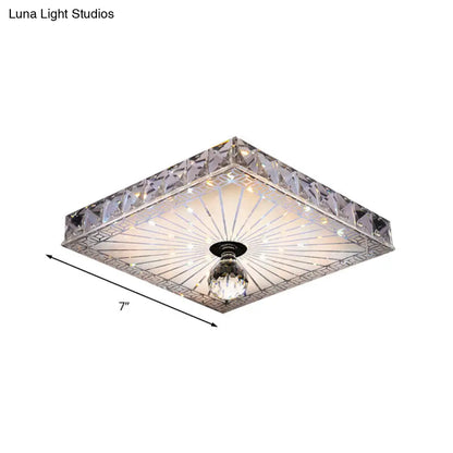 DecorBites™ DecorBites™ Modern LED Square Flush Mount Lamp - Elegant Crystal Flush Light Fixture for Corridor in Warm/White Light - Recessed/Surface Mounted