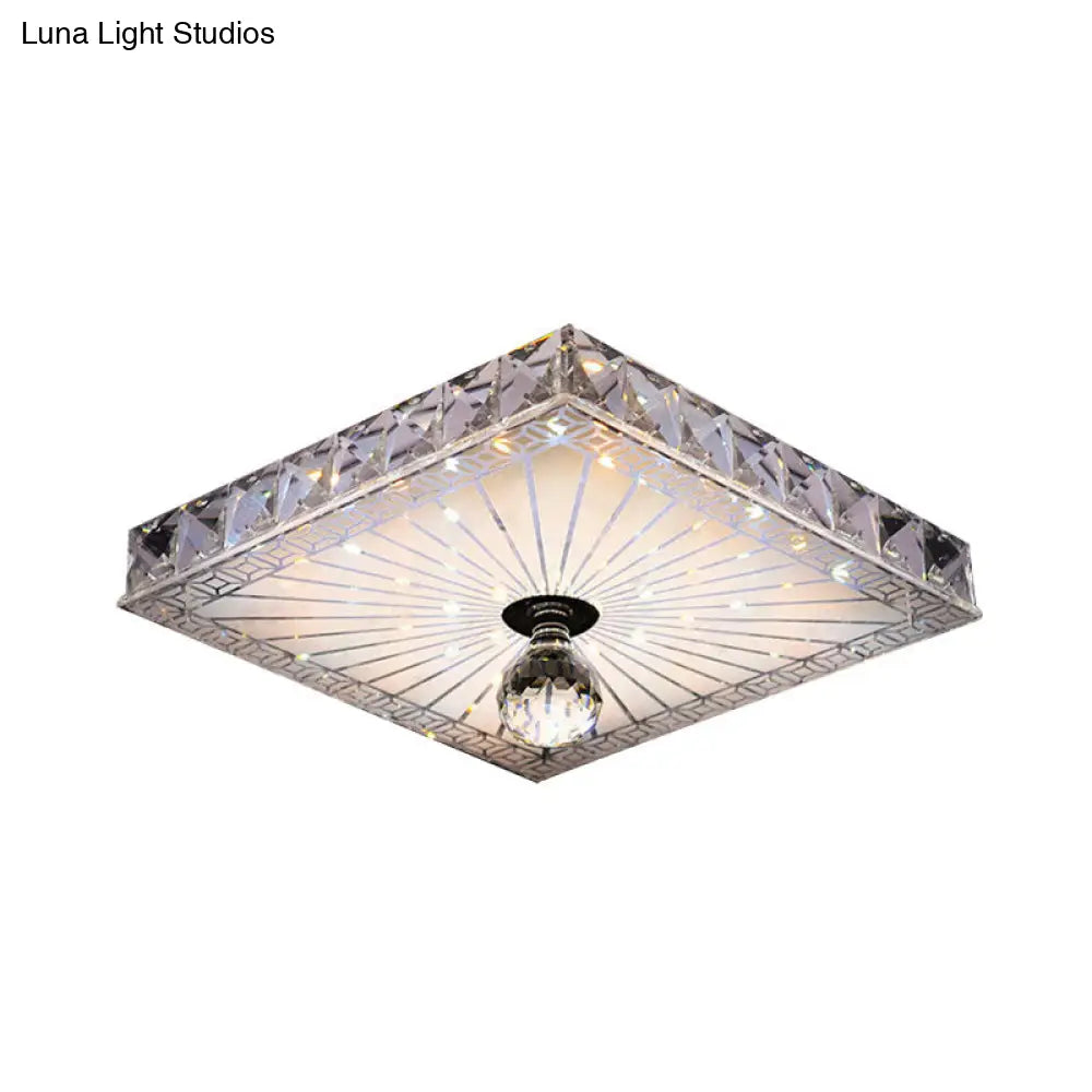 DecorBites™ DecorBites™ Modern LED Square Flush Mount Lamp - Elegant Crystal Flush Light Fixture for Corridor in Warm/White Light - Recessed/Surface Mounted
