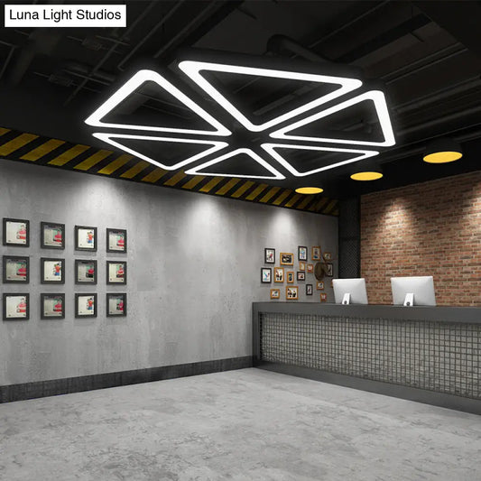 Modern LED Triangular Gym Ceiling Hang Light in Black - Metallic Chandelier Lighting