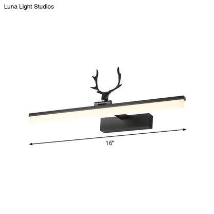 DecorBites™ DecorBites™ Modern LED Vanity Lamp - Wall Mounted Black Metal Lighting in Warm/White Light with Antler Deco