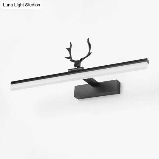 DecorBites™ DecorBites™ Modern LED Vanity Lamp - Wall Mounted Black Metal Lighting in Warm/White Light with Antler Deco