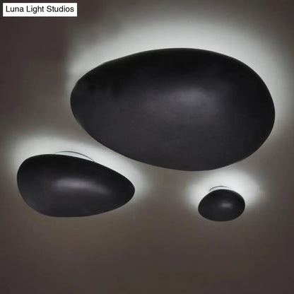 DecorBites™ DecorBites™ Modern LED Wall Lamp - Pebble Shape Resin Sconce Light Fixture (4"/9" Length) in Black
