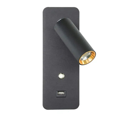 Black matte wall lights with gold-accented cylindrical head and usb charging port for modern bedroom sconce decorbites led wall