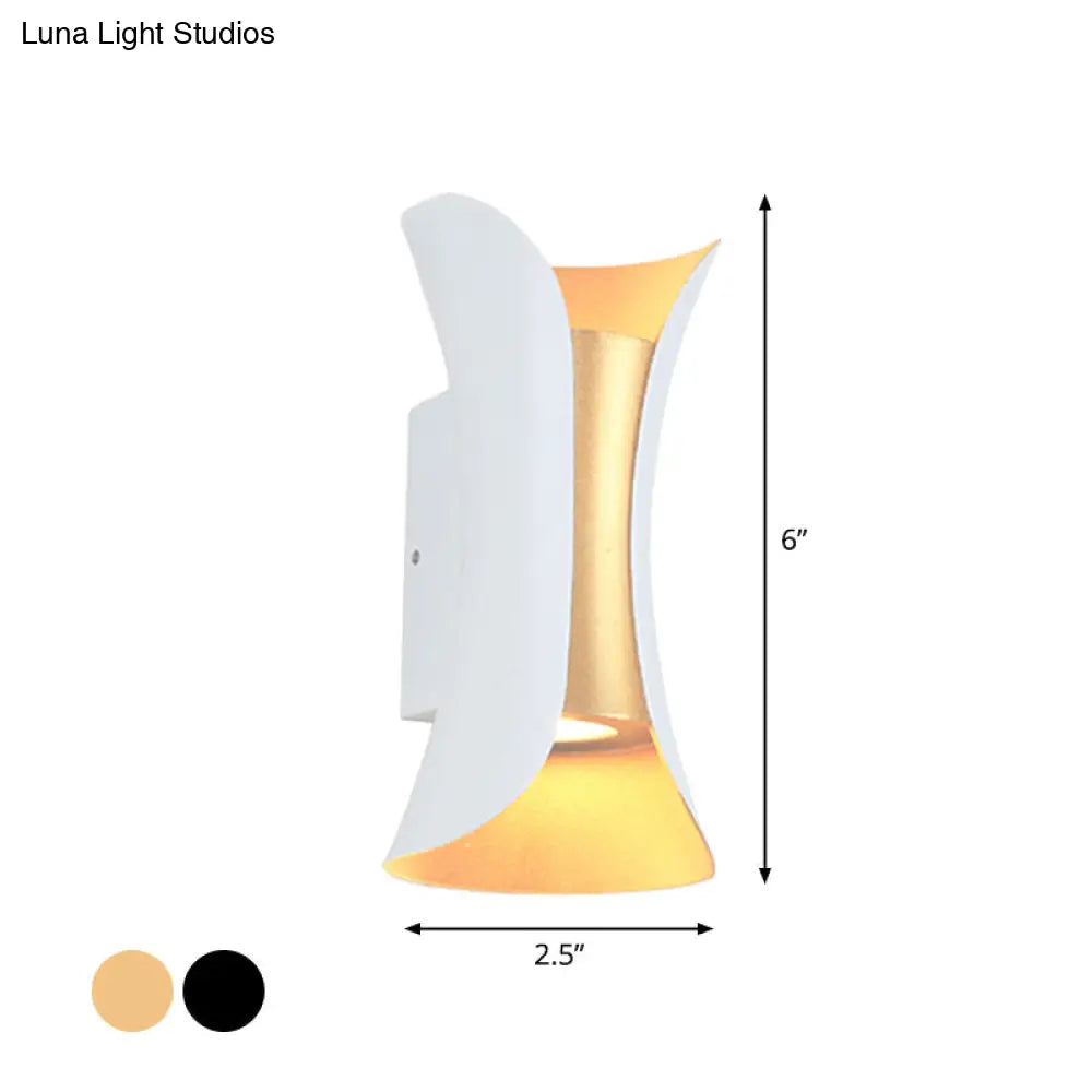 DecorBites™ DecorBites™ Modern LED Wall Sconce Metal Flared Design | Small/Large | 2 Bulbs | Black/White/White-Gold | Up/Down Light for Terrace