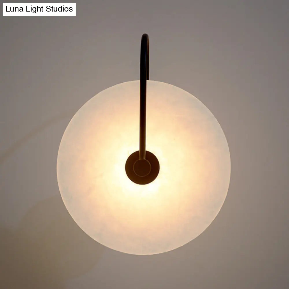 Modern LED Wall Sconce with Black Mica Disc Shade