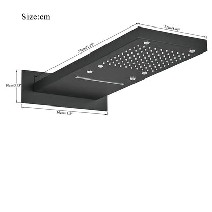 Modern black matte shower head with multiple nozzles and integrated led lighting for led waterfall shower use