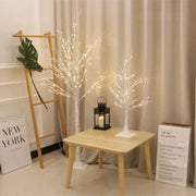 Modern led white birch tree table lamp with slender branches and glossy finish for living room decorbites led white decor