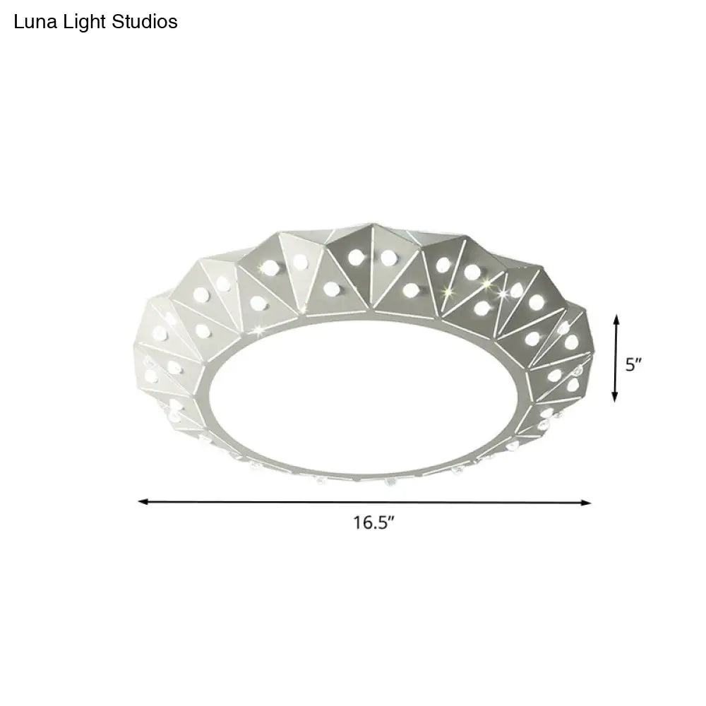 DecorBites™ DecorBites™ Modern LED White Flush Ceiling Light with Metal Drum & Diamond Design - Available in 16.5" & 22.5" Widths