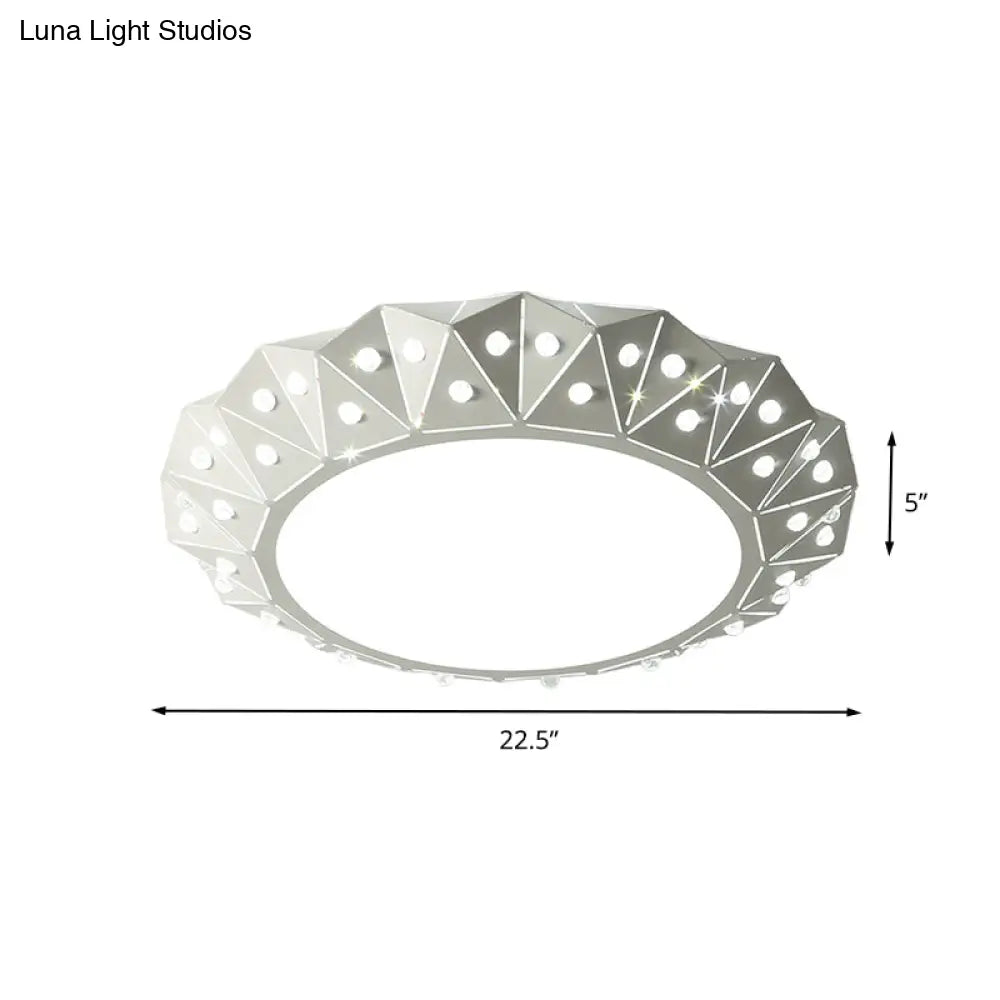 DecorBites™ DecorBites™ Modern LED White Flush Ceiling Light with Metal Drum & Diamond Design - Available in 16.5" & 22.5" Widths