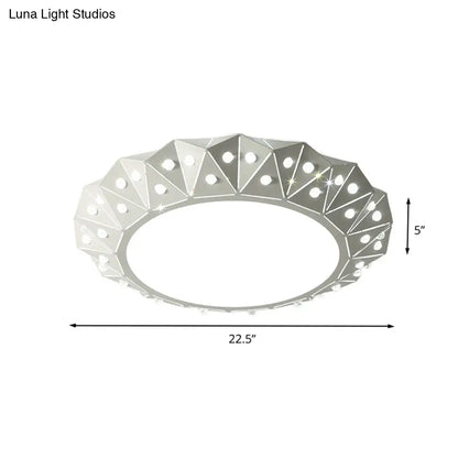 DecorBites™ DecorBites™ Modern LED White Flush Ceiling Light with Metal Drum & Diamond Design - Available in 16.5" & 22.5" Widths