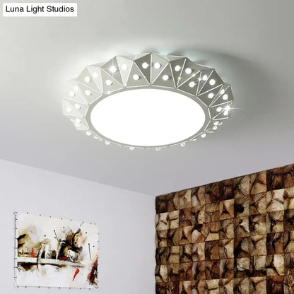 DecorBites™ DecorBites™ Modern LED White Flush Ceiling Light with Metal Drum & Diamond Design - Available in 16.5" & 22.5" Widths