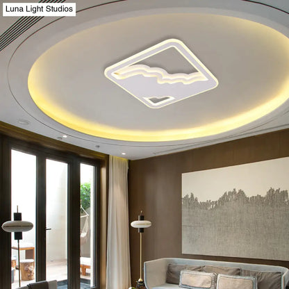 DecorBites™ DecorBites™ Modern LED White Flush Mount Ceiling Light, Ultra Thin Design, 19"/35.5" Wide