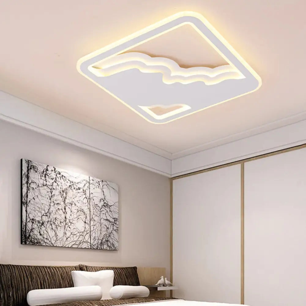 DecorBites™ DecorBites™ Modern LED White Flush Mount Ceiling Light, Ultra Thin Design, 19"/35.5" Wide
