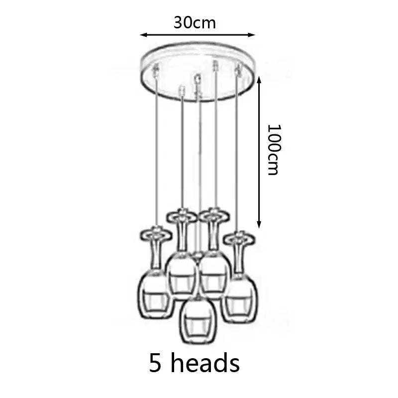 Modern led wine glass pendant lights feature a glass chandelier with five crystal-like heads for dining room decorbites led wine