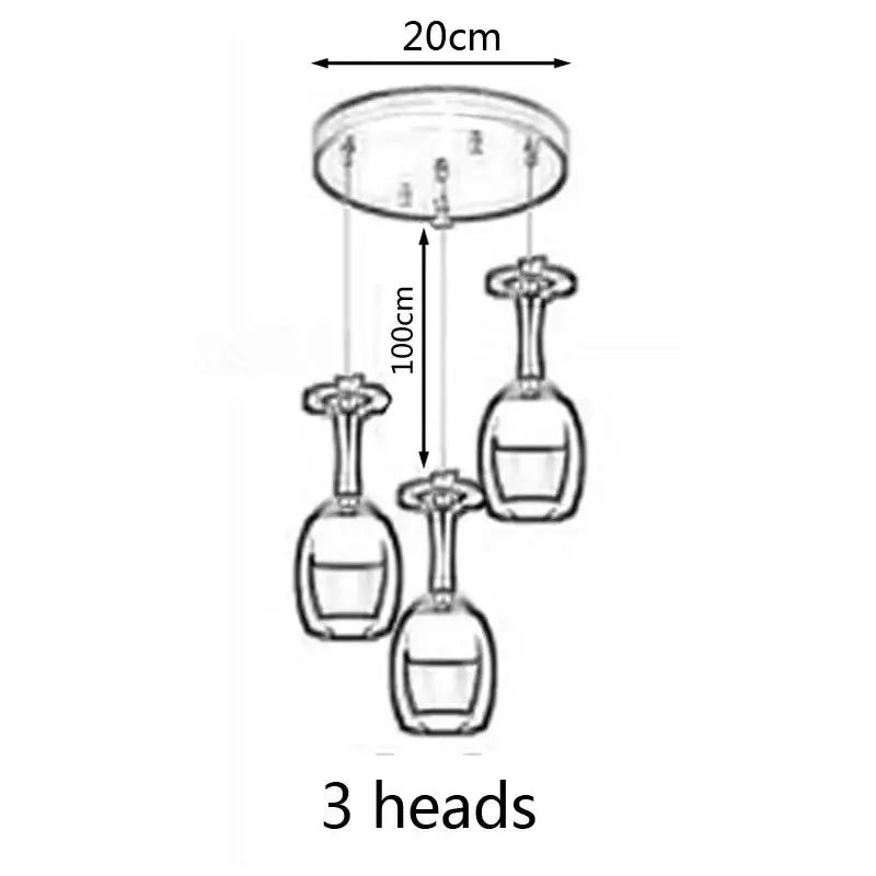 Modern glass chandelier with three inverted led wine glass pendant lights from decorbites for dining room decor