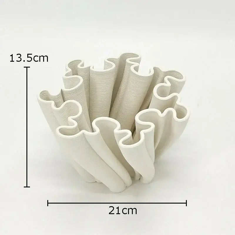 Modern light blue bud shape ceramic vase with white ruffled sculpted ceramic vase decorbites bud shape decor