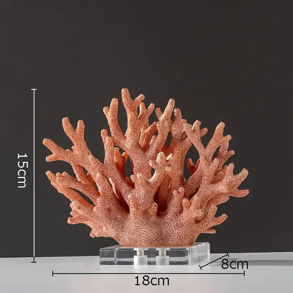 Modern light blue coral resin statue with intricate branching and textured surface for living room decoration