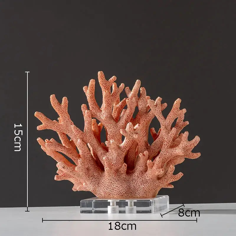 Modern light blue coral resin statue with intricate branching and textured surface for living room decoration