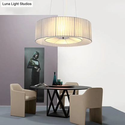 Lámpara de techo moderna azul claro para comedor - Lámpara colgante de 4 luces con pantalla redonda de tela