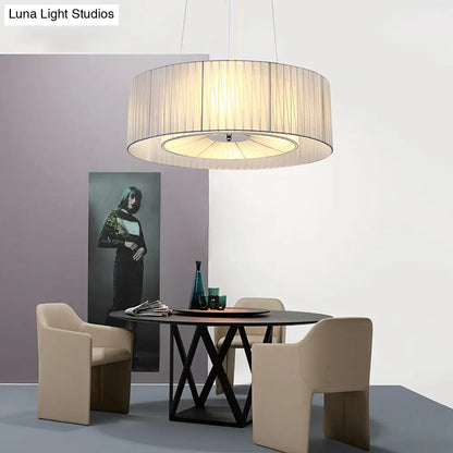 Lámpara de techo moderna azul claro para comedor - Lámpara colgante de 4 luces con pantalla redonda de tela