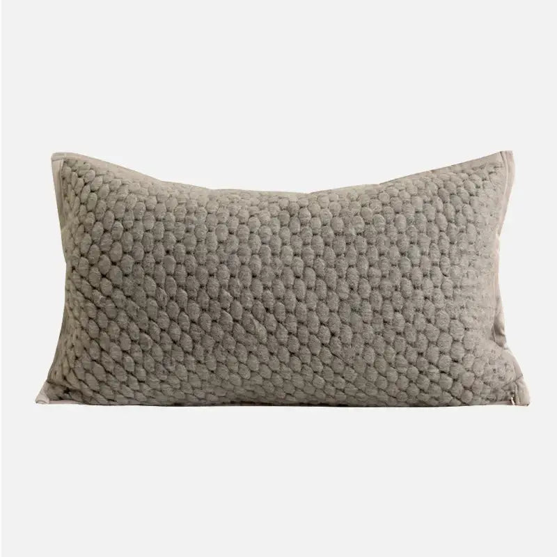 A rectangular light grey coffee cushion cover with soft textured pebbled fabric for modern living room decorbites decor