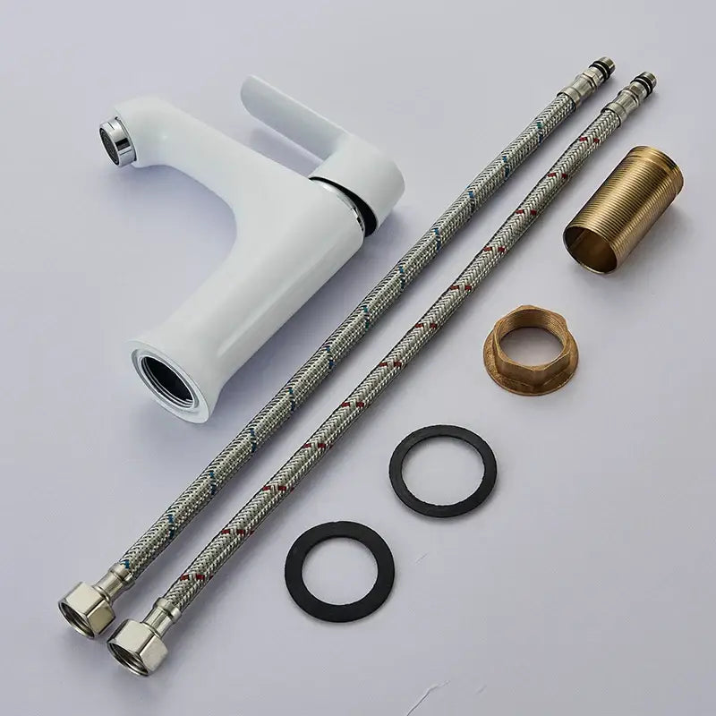 Modern lime green and chrome decorbites basin brass faucet with sleek white ceramic and chrome accents for bathroom use