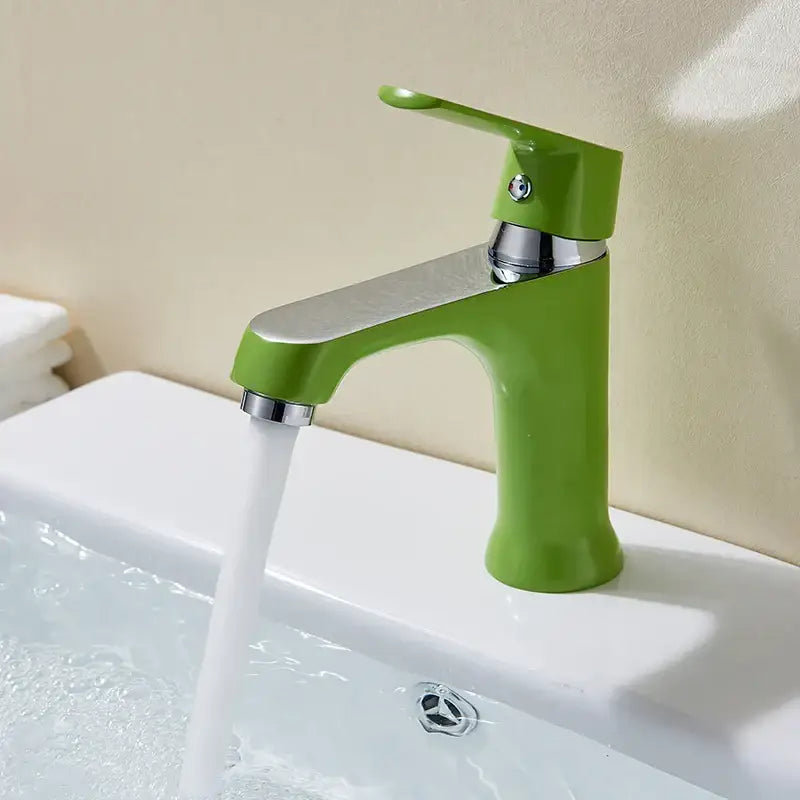 Modern lime green and chrome decorbites basin brass faucet with sleek minimalist design for bathroom mixer tap