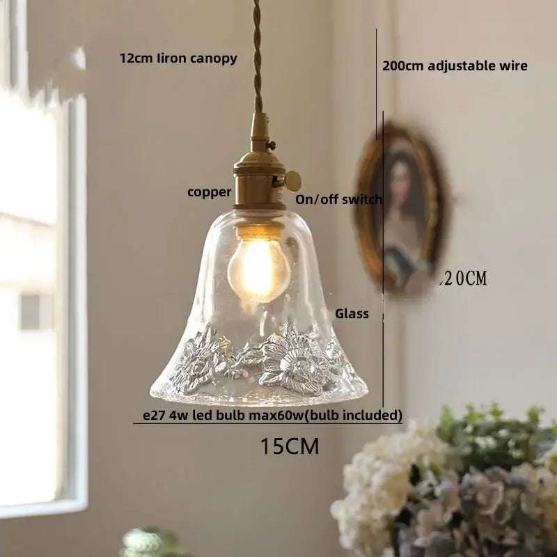 Modern lime and teal blue bubble glass ball pendant light with clear floral etched glass and brass copper canopy decorbites bubble glass