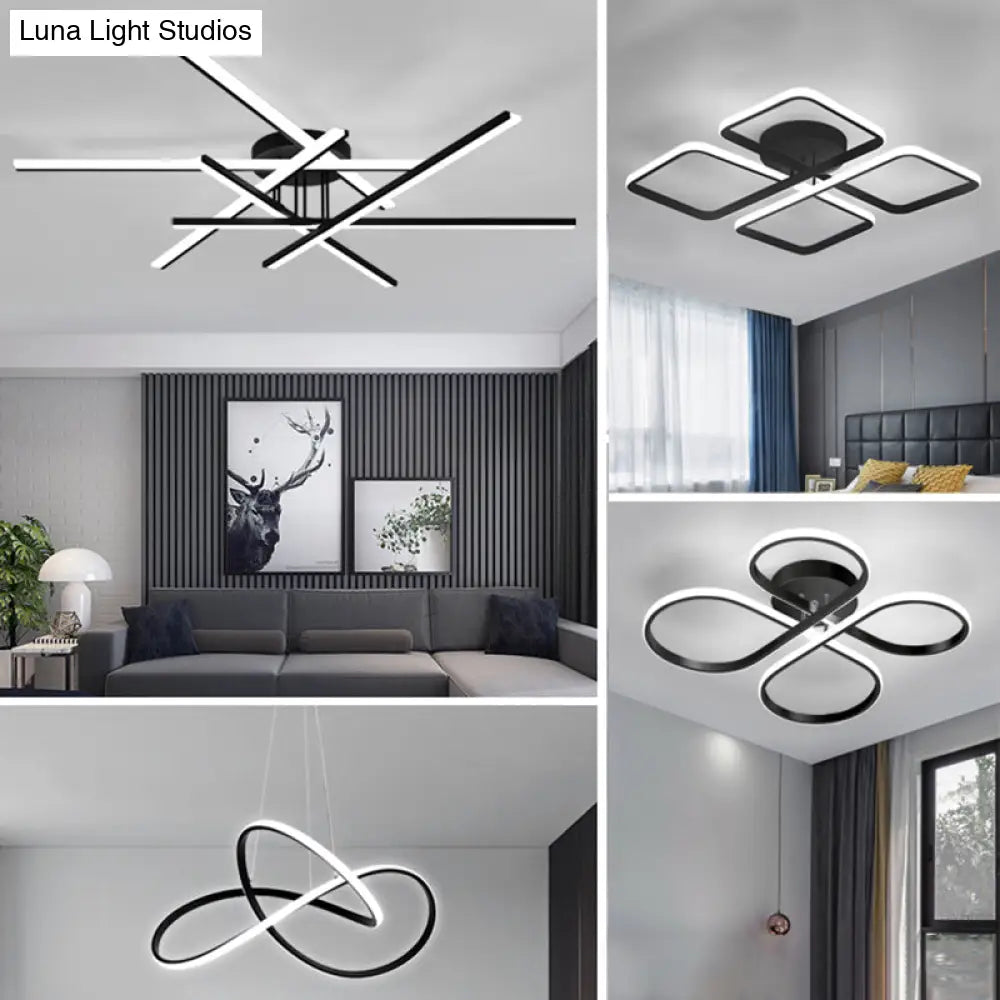 DecorBites™ DecorBites™ Modern Line Art LED Ceiling Lamp in Black, Perfect for Living Rooms