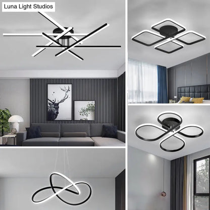 DecorBites™ DecorBites™ Modern Line Art LED Ceiling Lamp in Black, Perfect for Living Rooms