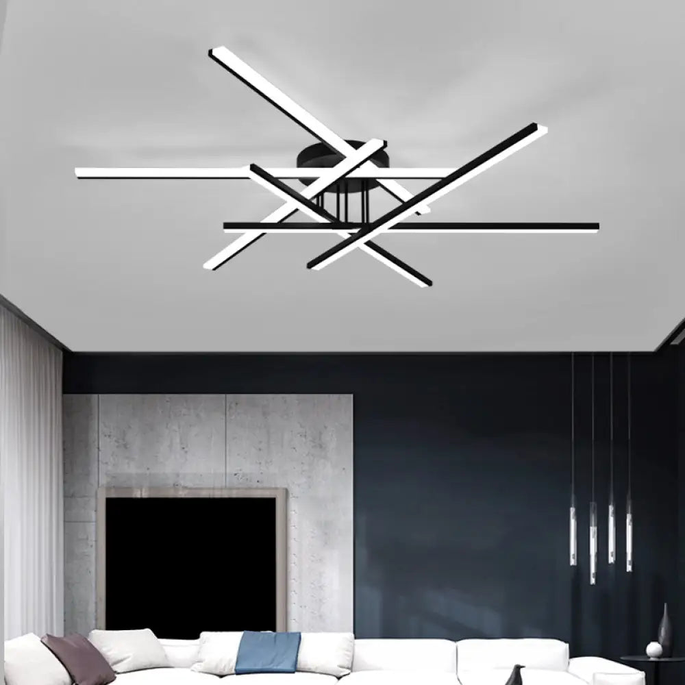 DecorBites™ DecorBites™ Modern Line Art LED Ceiling Lamp in Black, Perfect for Living Rooms