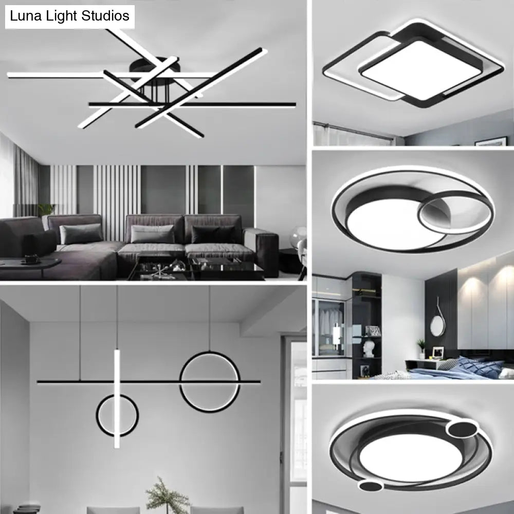 DecorBites™ DecorBites™ Modern Line Art LED Ceiling Lamp in Black, Perfect for Living Rooms