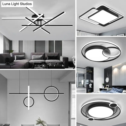 DecorBites™ DecorBites™ Modern Line Art LED Ceiling Lamp in Black, Perfect for Living Rooms