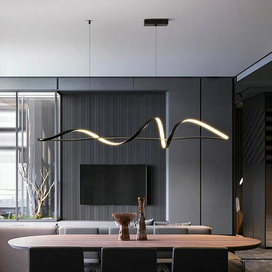 Modern Linear Acrylic Pendant Light in Gold or White